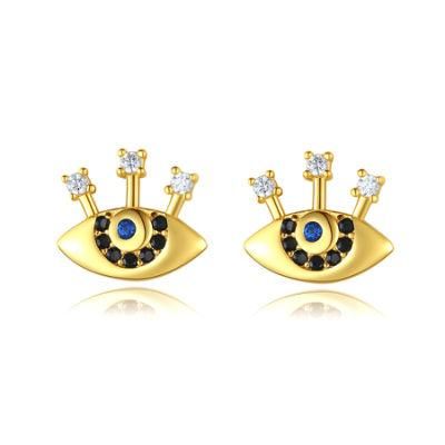 Stylish Demon Eye 925 Sterling Silver Earrings Ear Studs