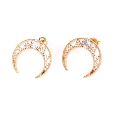 Fashion Jewelry Trendy Crystal Moon Shape Earrings for Women