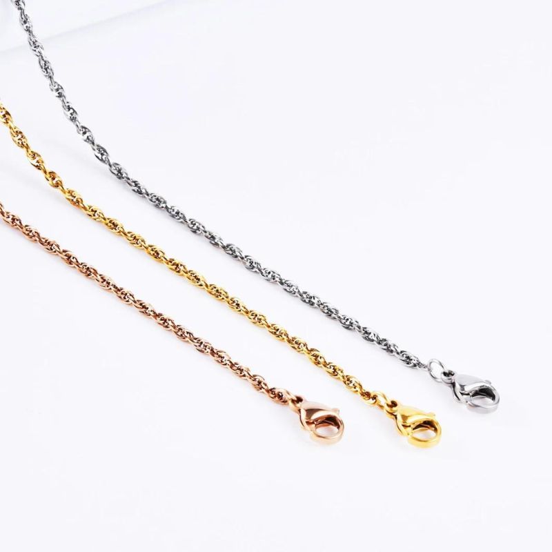 Fine Jewelry Stainless Steel Triplicate Square Wire Cable Chain Jewelry Design Necklace for Men and Women Fashion Accessories