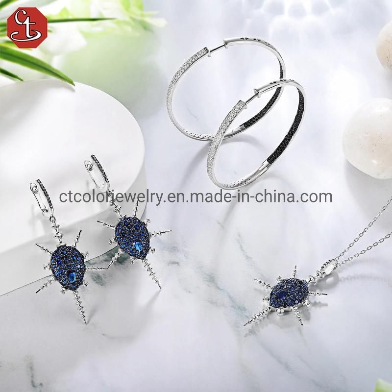 2022 new fashion 925 Sterling silver black and white CZ Round Cool Earrings