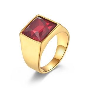 Fashion Designer Stainless Steel Gemstone Finger Ring for Men