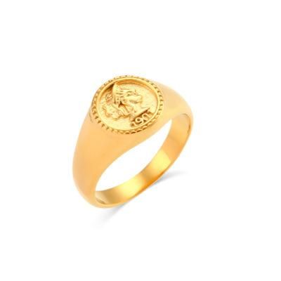 Factory Customized Fashion Jewelry Fashion Portrait Pattern Ring Jewelry Stainless Steel Plated 18K Gold Fashion 1901 Vintage Portrait Ring