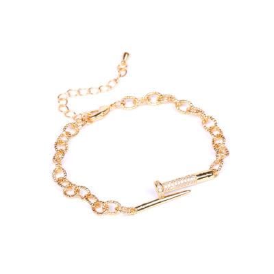 Fashion 18K Gold Full Crystals Nail Bracelet for Woman
