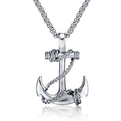 Stainless Steel Male Anchor Cross Necklace