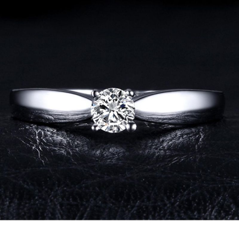 Cubic Zirconia Solitaire Engagement Ring Simple Finger Ring Fashion Jewelry for Women Wholesale
