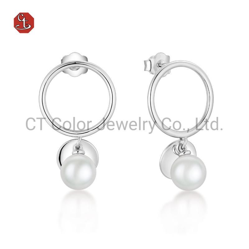 Fashion Women Jewelry 925 Sterling Silver Earrings Natural Pearl Stud Earrings