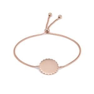 Fashion Women Jewelry Adjustable Custom Logo Stainless steel Circle Pendant Bracelet
