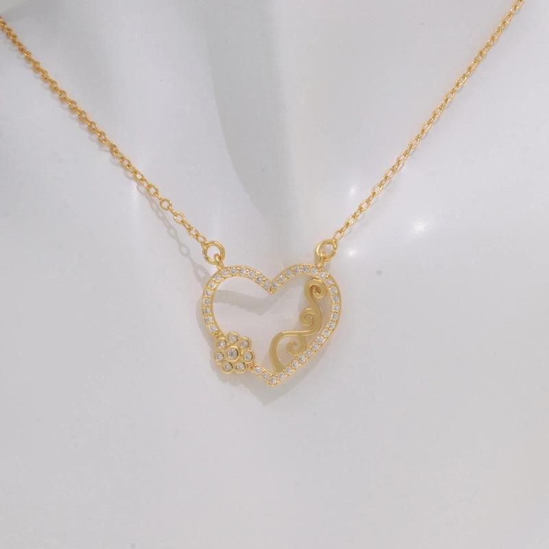 Wholesale Heart Shape Gold Plated Elegant Ladies Fashion Jewelry Necklace