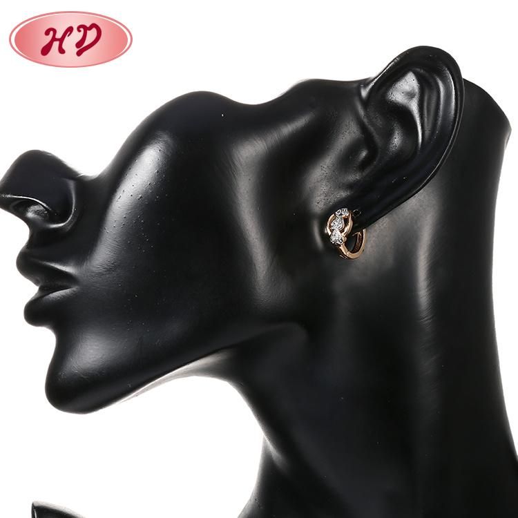 Fashion Jewelry 18K Gold Plated Alloy Silver Stud Drop Hoop Huggie CZ Earrings with Crystal for Women