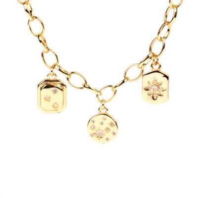 Wholesale 18K Gold Jewelry Women Brass Charm Necklace