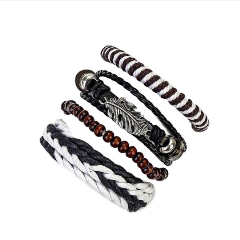 Fashion Vintage Charm Leather Bracelet Men Jewelry