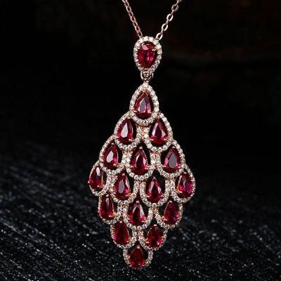Super Luxurious Pear Ruby Jewelry Necklace 925 Sterling Silver Women&prime; S Necklace