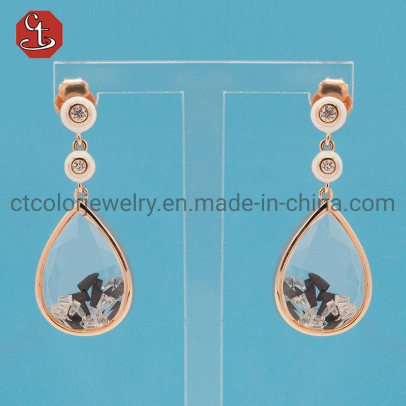 Fashion Long Special Glass Earring Drop Enamel Earring Colorful AAA+ Cubic Zirconia Earring 925 Sterling Silver Jewelry