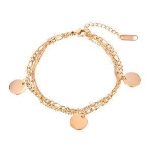 Fashion Stysle Multi-Layer Stainless Steel Chain &#160; Coin Heart Pendant Bracelet for Women&#160;