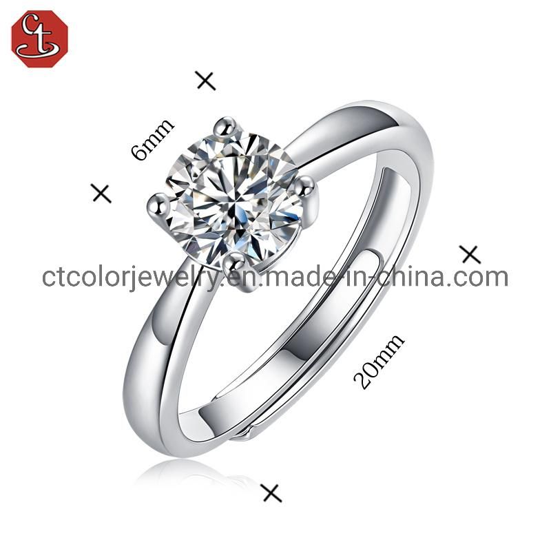 Wholesale Jewellery 1 CT Wedding Moissanite Diamond Ring Fashion Jewelry for Women