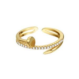 Wholesale Fashion Jewelry Rings Nail Openings Zircon Brass Ring for Women