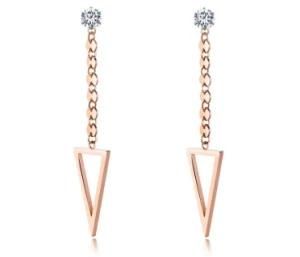 High Quality Stainless Steel Female Dangle Earrings Jewelry Rose Gold Color Long Triangle Drop Earrings Wholesale