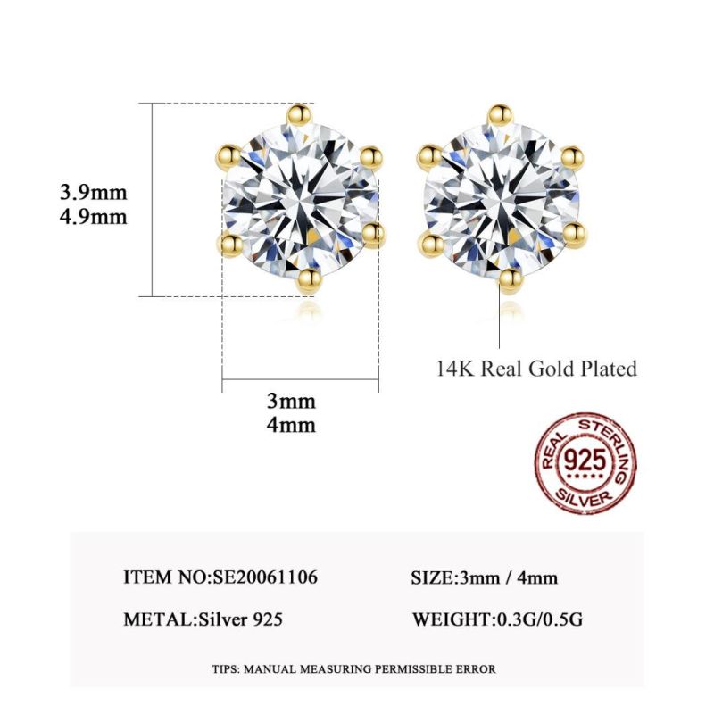 Customized Hexagon Ear Stud with Rhinestone Fashion Earring