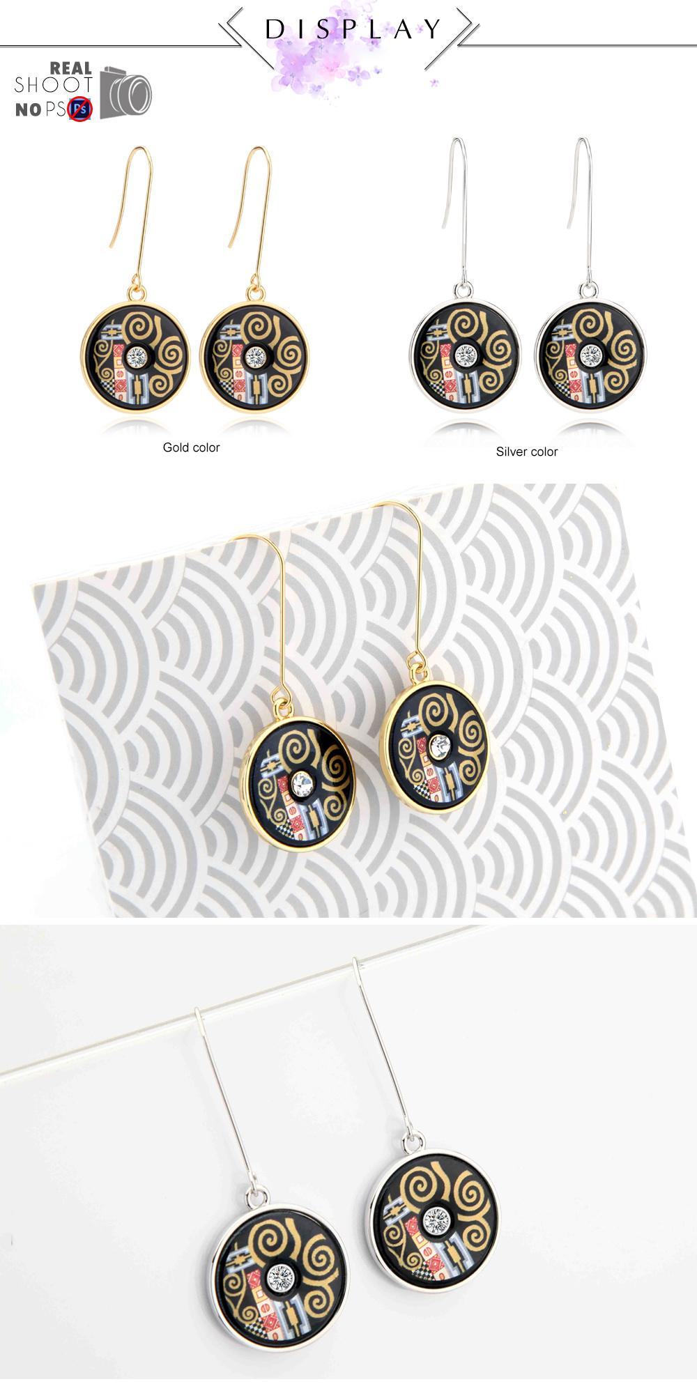 Hot Sale Alloy and Plastic Jewelry Colorful Totem Enamel Earrings