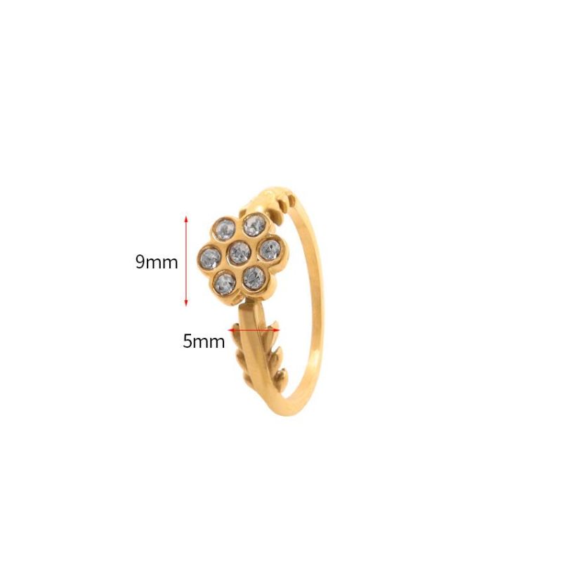 2022 Gold Flower Design CZ Stone Engagement Rings for Women Jewelry Love Wedding Ring Woman