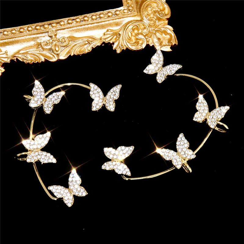 Silver Plated Metal Fashion Butterfly Clips Earrings Wedding Party Jewellery