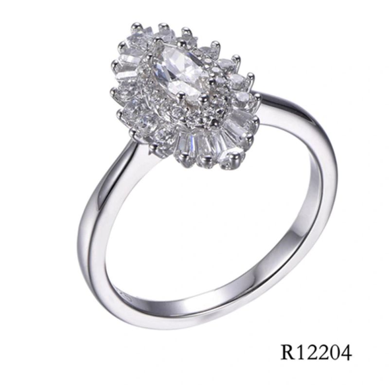 925 Sterling Silver Fashion Ladder Square Zircon Ring
