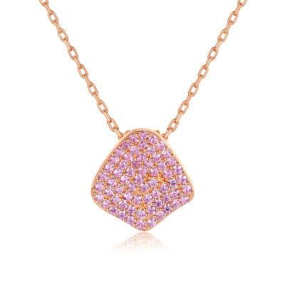 Pretty Solid Gold Necklace with Elegant Purple Cubic Zircon Pendant