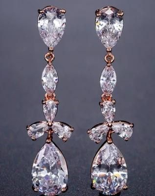 CZ Earring, Wedding CZ Earring Jewelry, Bridal CZ Earring Jewelry, Rose Gold Earring