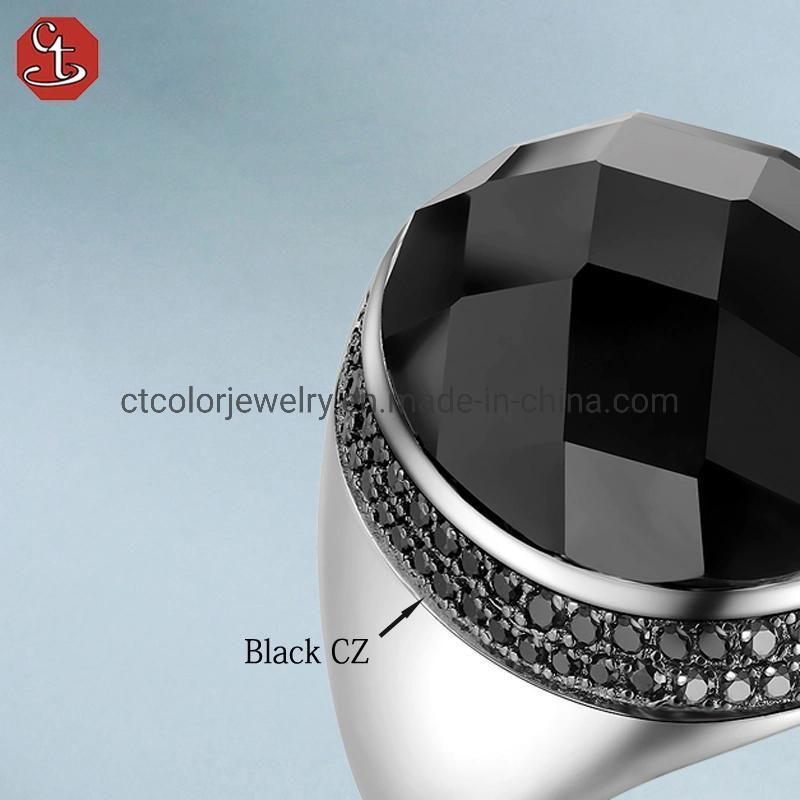 2022 new fashion jewerly 925 silver black 4A Zircon Ring for women