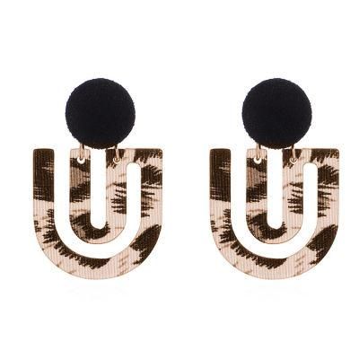 Western Fashion Jewelry PU Leather U Shape Horse Fur Stud Earrings