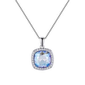 Fashion Luxury Jewelry 925 Sterling Silver Single Gemstone Pendant Drop Necklace