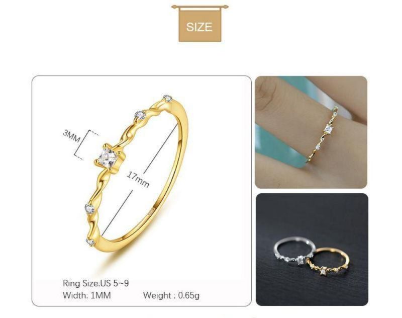 925 Sterling Silver Zircon Ring for Women Girls Party Wedding Engagement Fashion Trendy Jewelry Gift