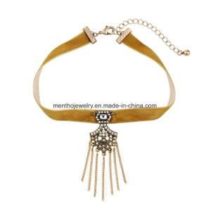 European and American Fashion Ribbon Female Necklace Tassel Design Pendant