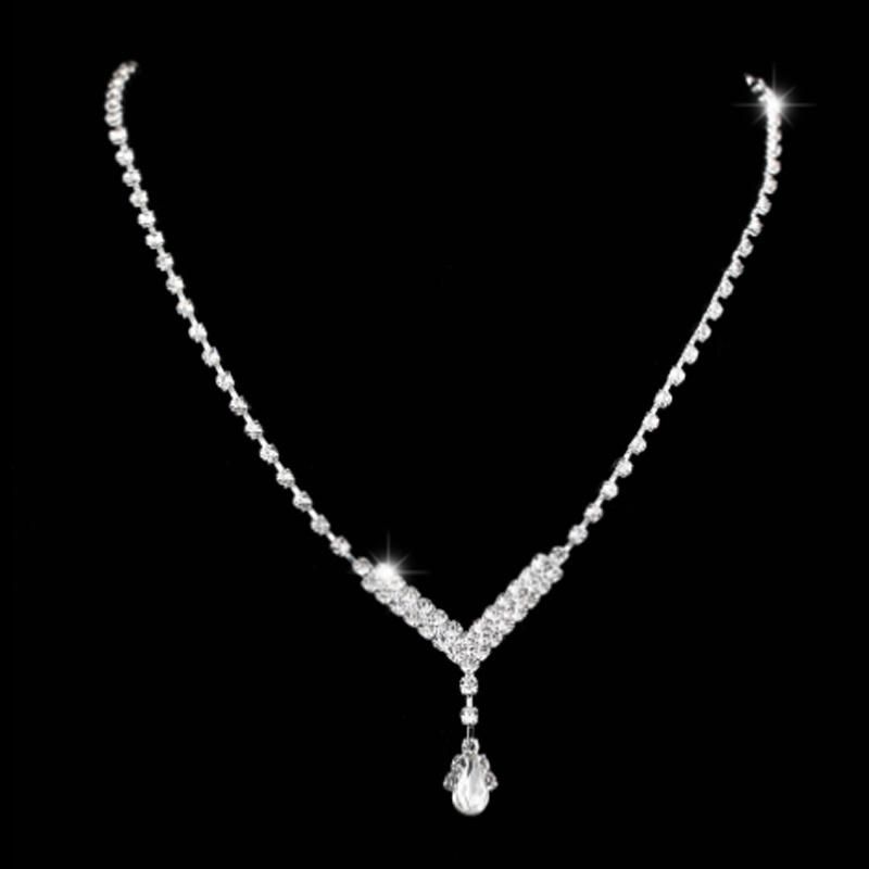 Wedding Acrylic Rhinestone Necklace Jewelry Set