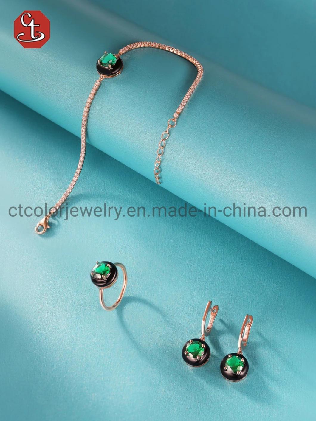Wholesale New Arrive Factory 925 Silver Sterling Emerald Jewellery Fashion CZ Earring Jewelry