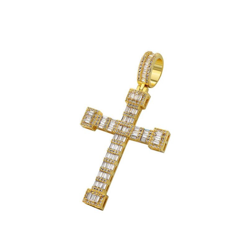 Latest Cubic Zirconia Gold Cheap Ice out Cross Pendant Jewelry