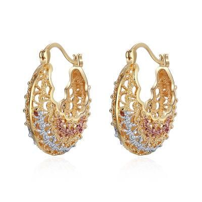 Fashion Accessories Copper Gold Plated Pendant Hoop Earrings for Women