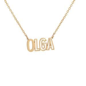 Gold-Plated Stainless Steel Customizable Hollow Letter Necklace
