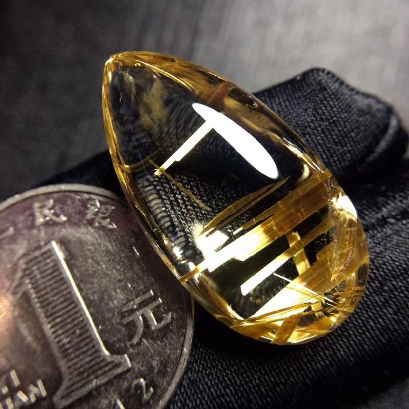 China Gold Rutilated Quartz Pendants Natural Crystal