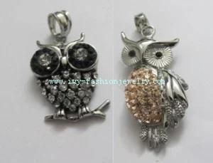 Unique Costume Jewelry Owl Pendants with Crystals