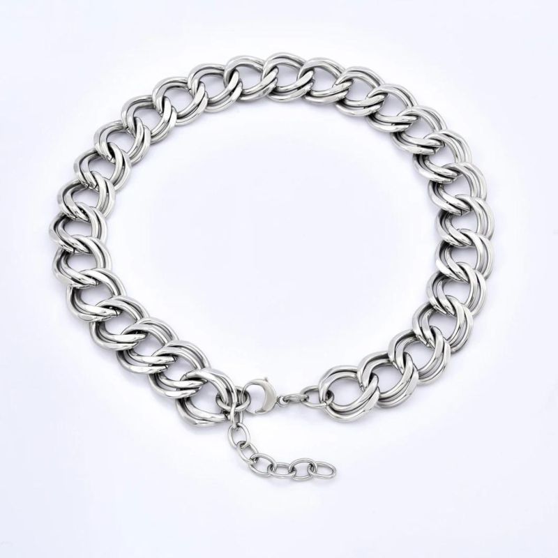 Funky Stainless Steel Silver Color Simple Wearing Accessories as Fashion Thick Necklace