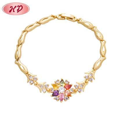 High Quality Customizable Charm Crystals Copper Gold Bracelet for Women