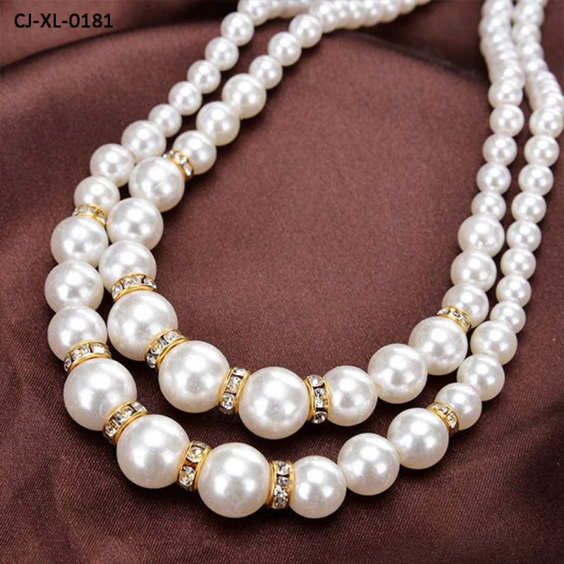 Manufacturers Wholesale Fashion Imitation Pearl Beaded Necklace Temperament Set Diamond Double Pearl Sweater Long Chain