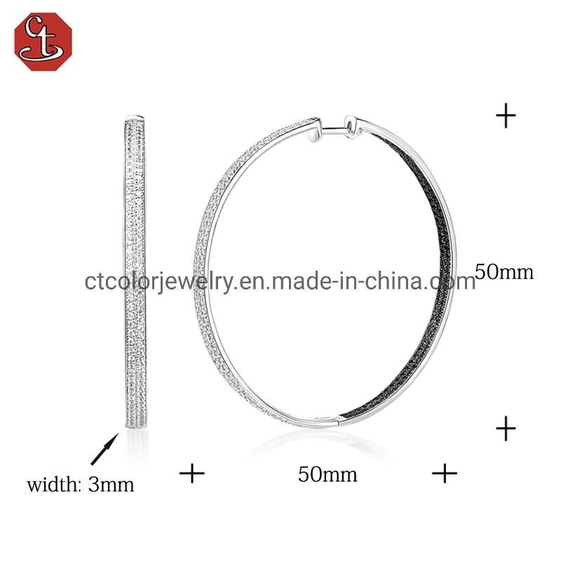 2022 new fashion 925 Sterling silver black and white CZ Round Cool Earrings