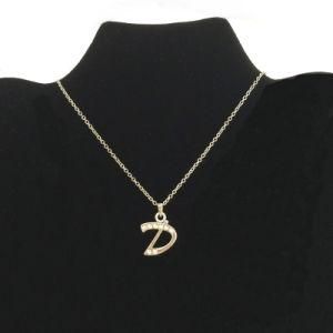 Silver D Pendant Necklace Jewelry Wholesale (FLN16040712)