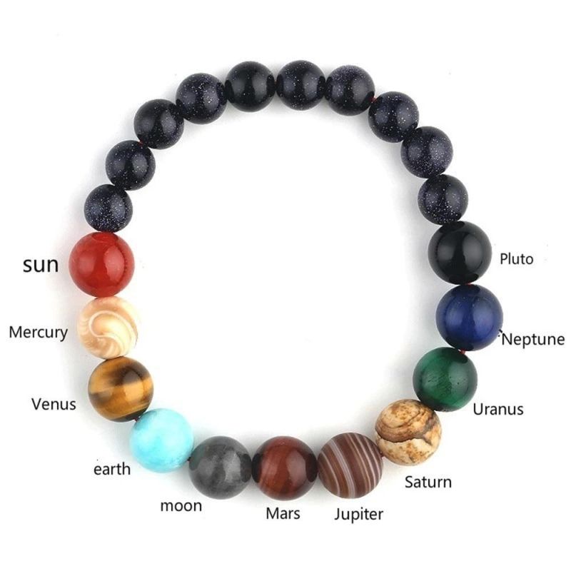 Men Women Fashion Jewelry Eight Planets Natural Stone Beads Bracelet