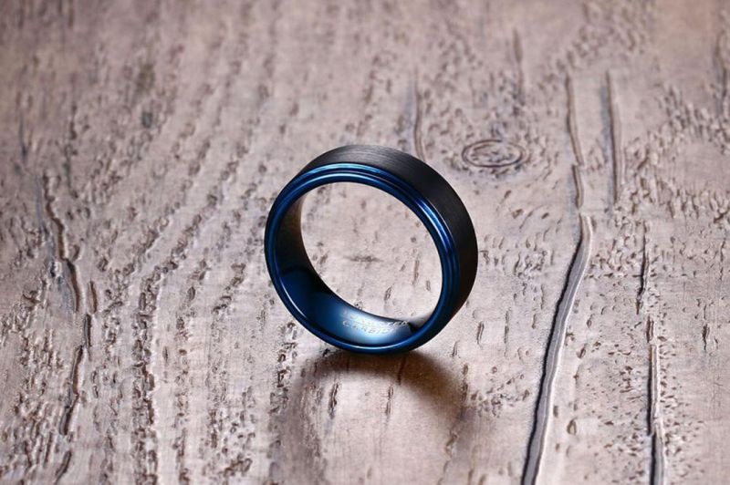 Tungsten Steel Ring Men′ S Black Blue Steel Color Simple Ring Personalized Fashion Accessories Tstr015