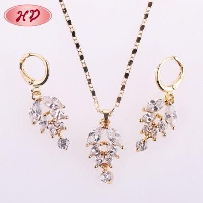 2020 New Arrival CZ Heart Drop Earrings 18K Gold Plated Cubic Zirconia Earrings Necklace Jewelry Set for Women