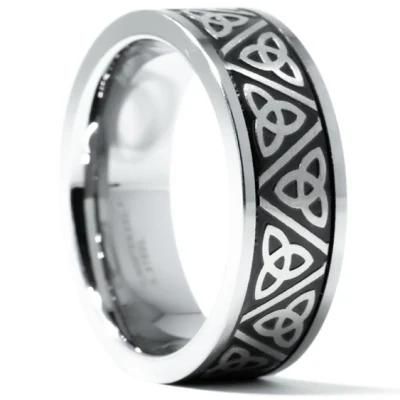 8mm Men&prime;s Tungsten Carbide Ring with Celtic Knot Design
