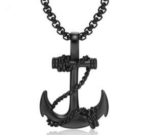 Punk Men&prime;s Necklace One Piece Anchor Pendants Stainless Steel Necklace&Pendants Fashion Men Jewelry Black/Silver/Gold